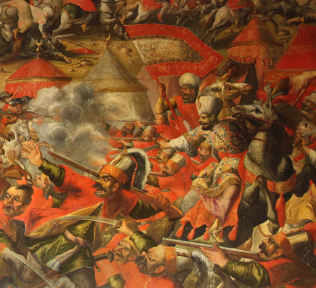 Bitwa pod Wiedniem - Schlacht am Kahlenberg - Battle of Vienna, detail from unsigned painting in Heeresgeschichtliches Museum in Vienna