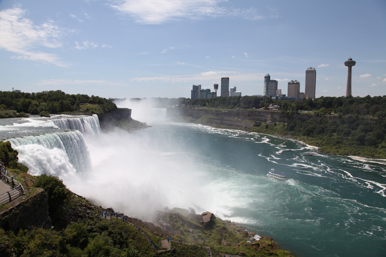 American Falls tiny Luna Island Bridal Veil Falls Goat Island and then the Horseshoe Falls